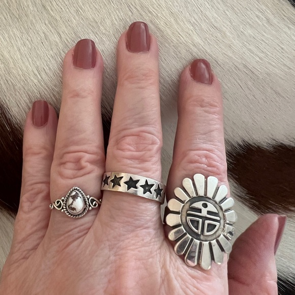 ❤️ Wild Horse Jasper Magnesite Navajo Southwestern  Sterling Silver Ring Size 8 - Picture 3 of 15